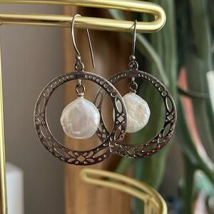 Silver and Pearl Drop Earrings